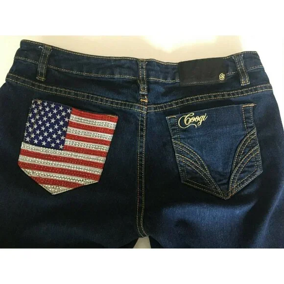 Coogi Capris Jeans Junior Size 11 12 American Flag Pockets - Picture 2 of 12